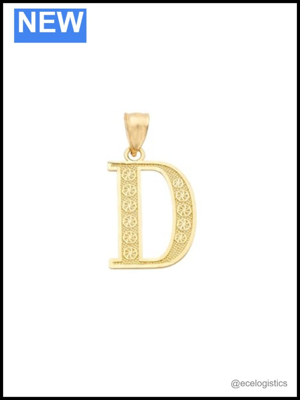 10K Yellow Gold Diamond Cut Initial Pendant Necklace